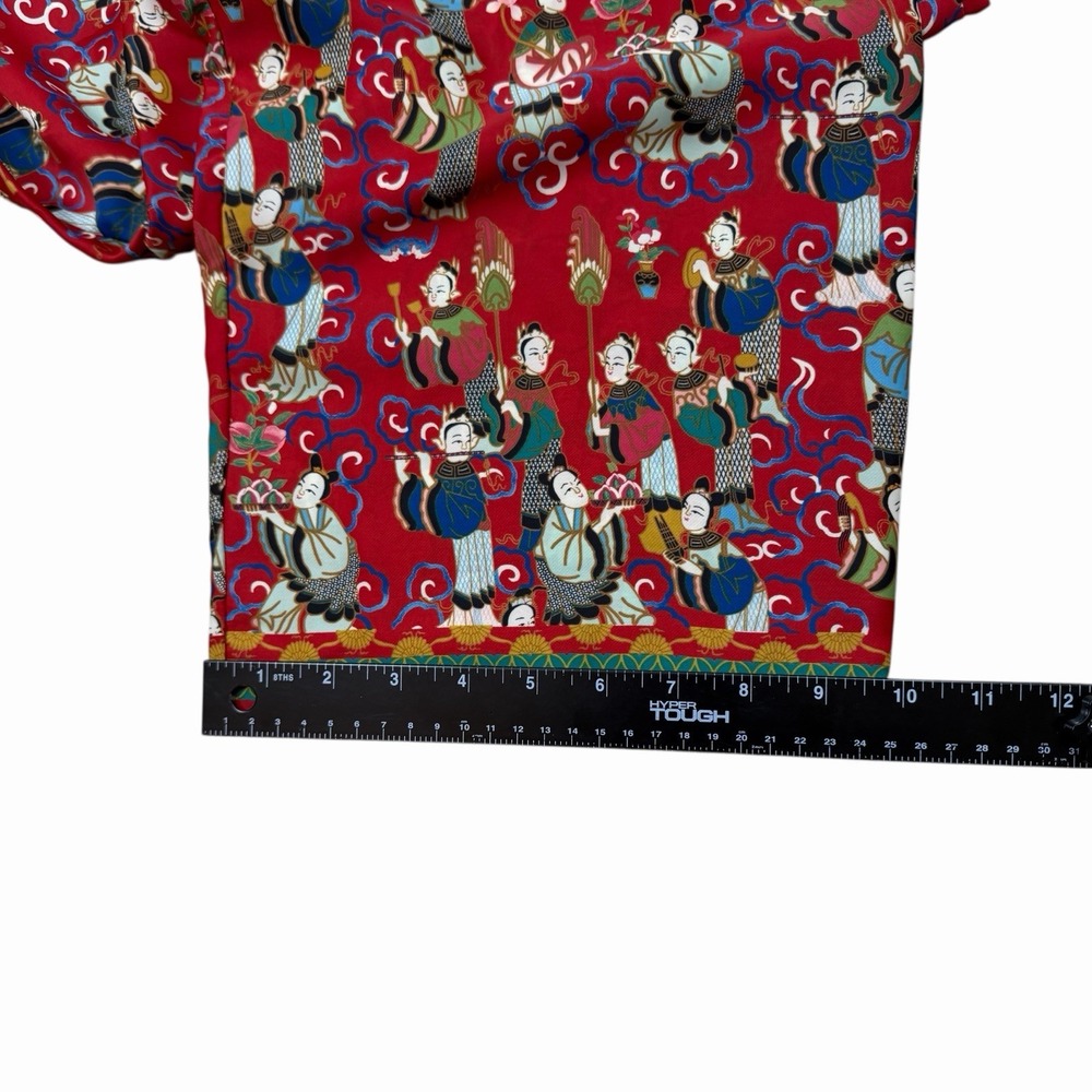 Josie Natori Geisha Tea Garden Crop Pant 22'' inseam Pajama Red Sz M (approx) - Picture 8 of 10